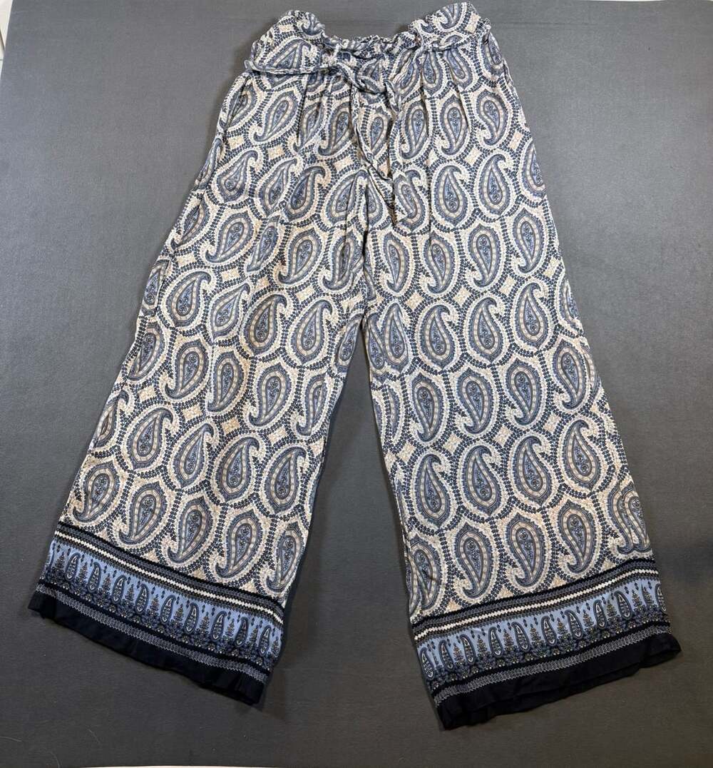 Tommy Hilfiger Paisley Wide Leg Pants Size M Blue